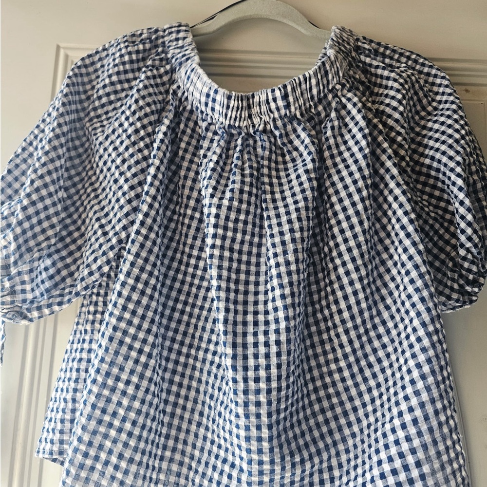 Blue and White Gingham Blouse